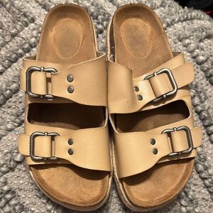 Time and Tru Tan Buckle Sandals